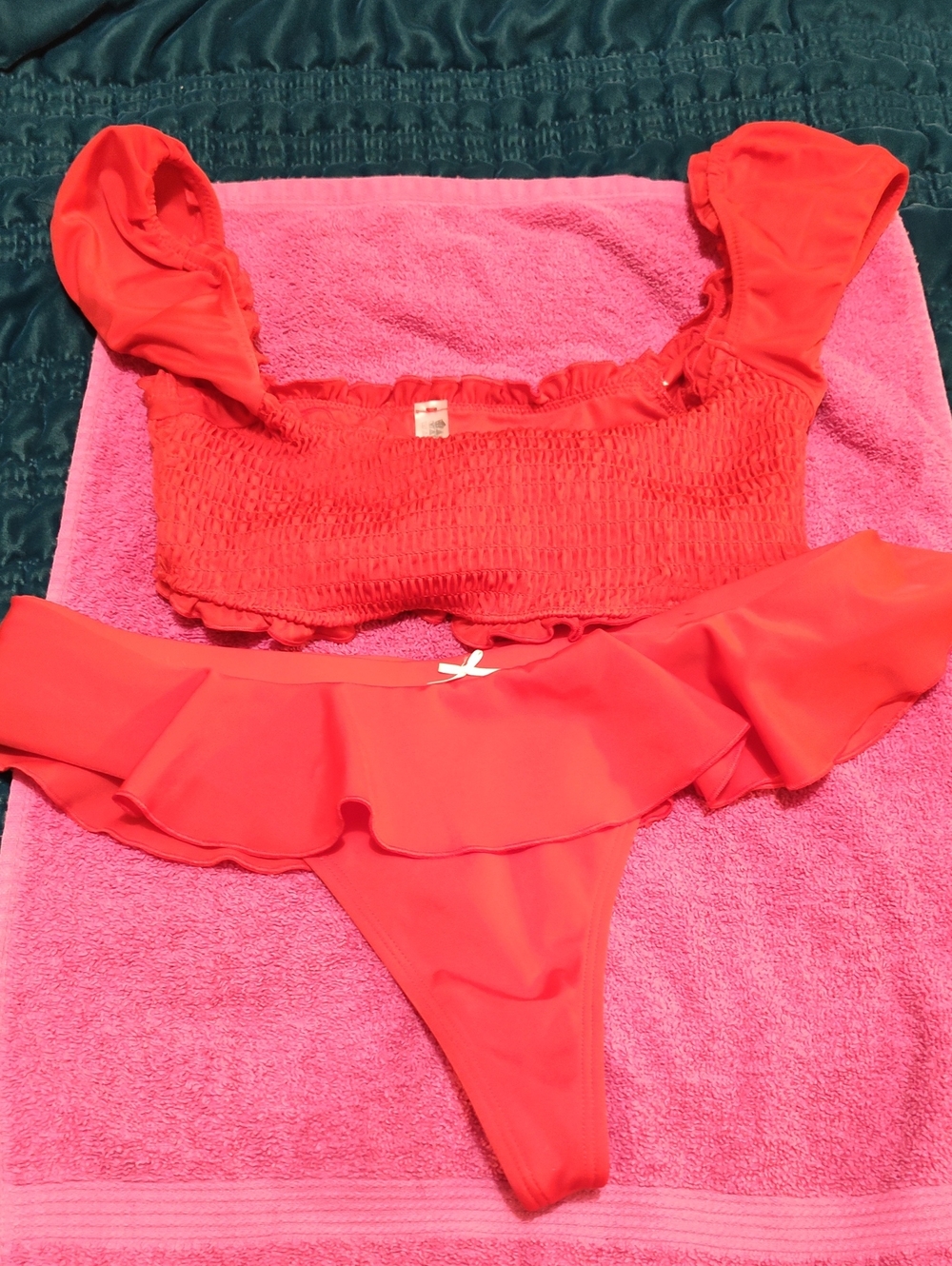 Frankie's Bikinis X PINK Red Ruffle Two-Piece Bikini